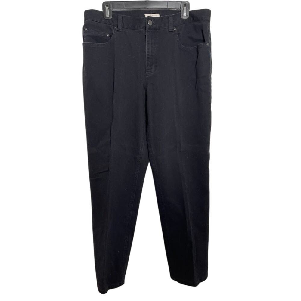 Black Straight Leg Jeans Womens Size 14 Stretch Comfort Classic Casual Pants